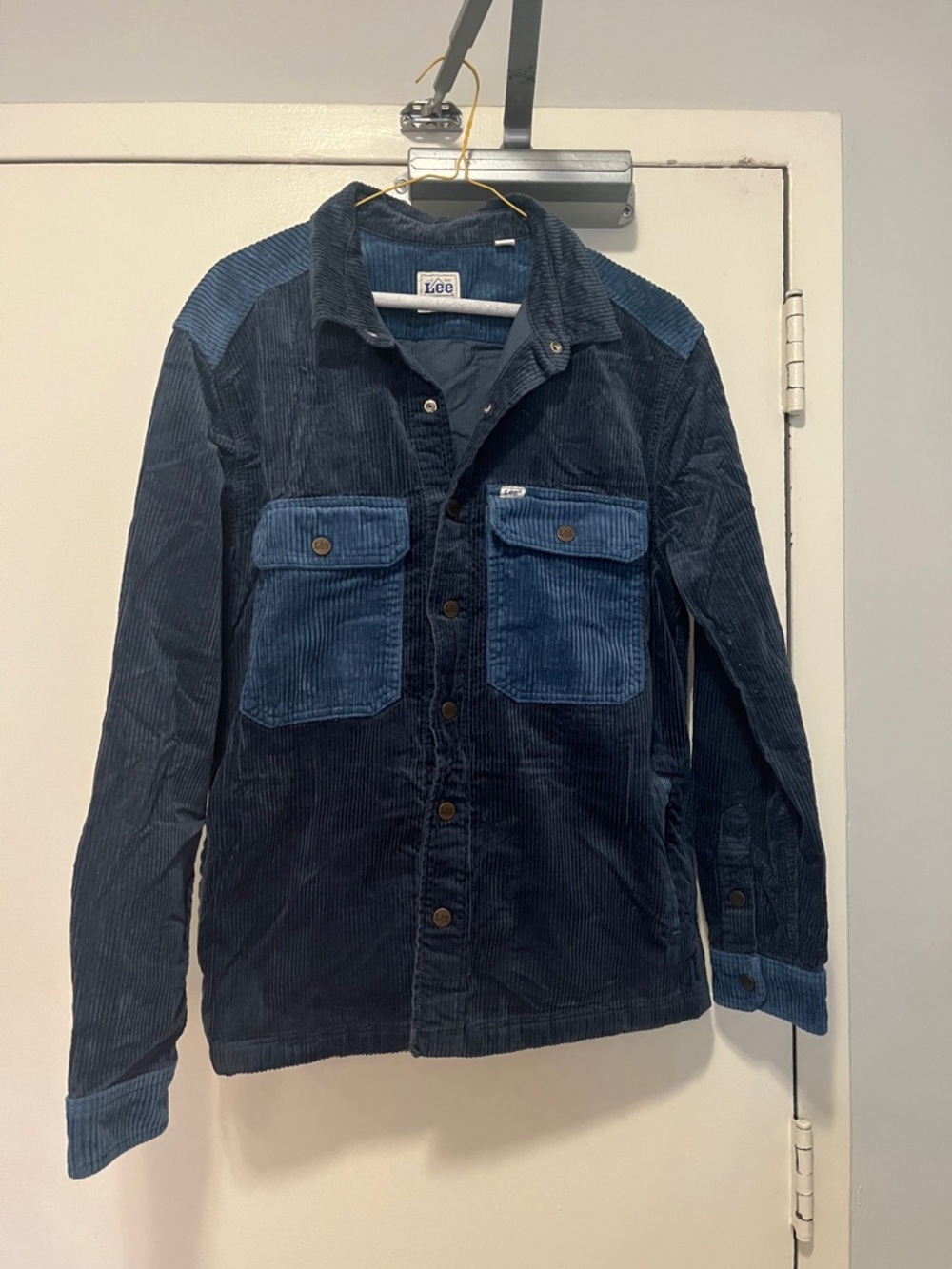 Lee Two-Tone Dark Blue Corduroy Jacket with Lighter Blue Pockets